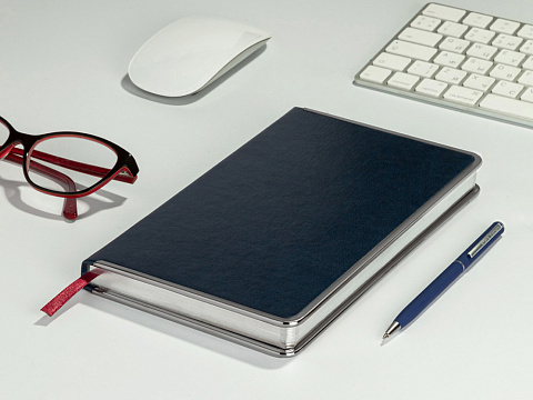 Ежедневник А5 недатированный Chelsea, синий (серебристый кант и срез) - рис 4.