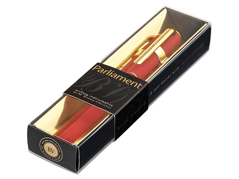 Ручка пластиковая шариковая Parliament, 0,7 мм, синие чернила, красный/золотистый - рис 4.