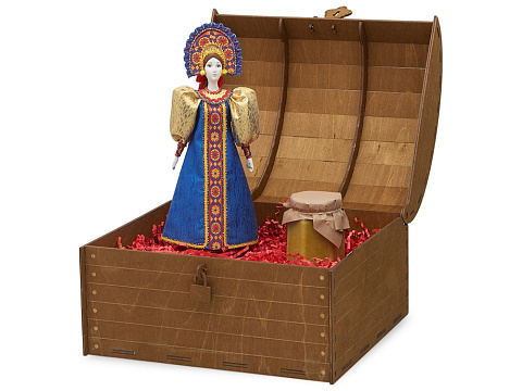 Подарочный набор: кукла фарфоровая, крем-мед, красный