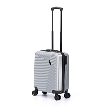 Чемодан TORBER ЛАМА, серебристый, ABS-пластик, 38 х 21 х 55 см, 37 л