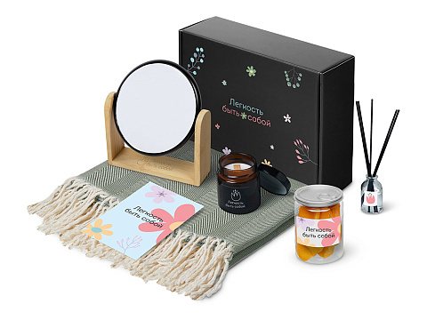 Подарочный набор Re:f. Shelter  с пледом, зеркалом, свечой и диффузором