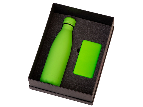 Подарочный набор с термобутылкой и повербанком С1, 5000 mAh, зеленое яблоко - рис 2.