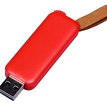 USB-флешка промо на 16 Гб прямоугольной формы, выдвижной механизм, красный