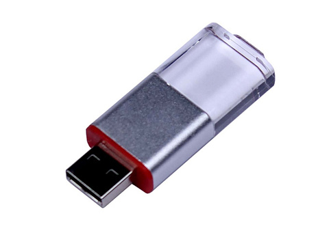 USB-флешка промо на 16 Гб прямоугольной формы, выдвижной механизм, красный