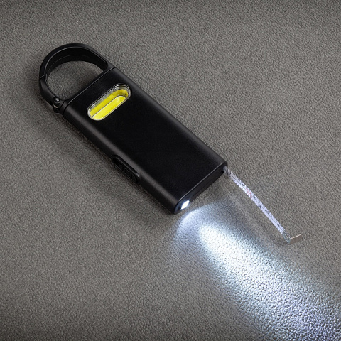 Фонарик "Spark" с рулеткой и карабином, цвет черный - рис 2.