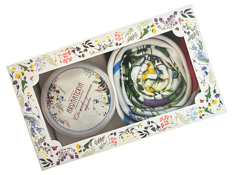 Набор: платок Русский полевой букет и свеча Цветы и травы - рис 3.