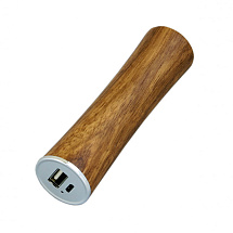 PB_wood2 Универсальное зарядное устройство power bank круглой формы. 2200MAH. Красный