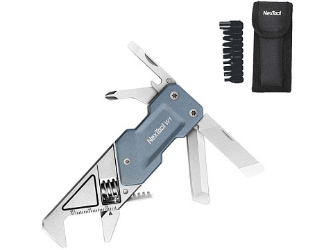 Мультитул-ключ Nextool Light Wrench W1 с набором бит, 6 функций, голубо-серый (NE20270)