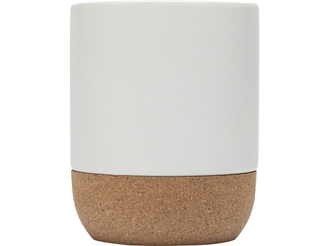 Billie керамическая кружка объемом 300 мл с пробковыми деталями и матовой отделкой, белый - рис 2.