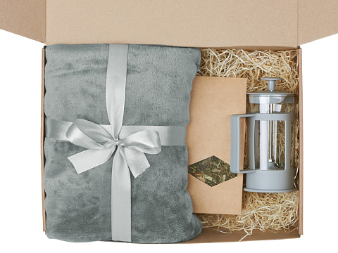 Подарочный набор Tea time с пледом, серый - рис 3.