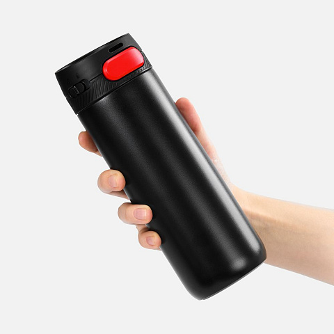 Термостакан X1 с цветной кнопкой, черный с красным - рис 5.