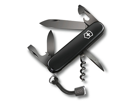 Нож перочинный VICTORINOX Spartan Onyx Black, 91 мм, 12 функций, чёрный, со шнурком в комплекте