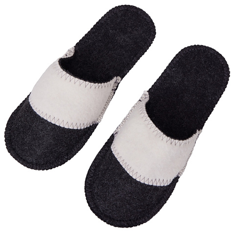 Тапочки белые/серые с отворотом без вышивки - рис 3.