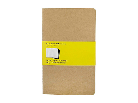 Записная книжка Moleskine Cahier (в клетку, 3 шт.), Large (13х21см), бежевый - рис 3.