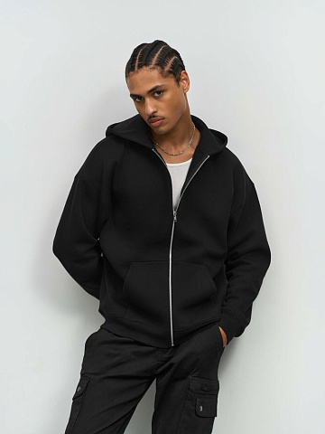 Толстовка унисекс на молнии Jelo, черная - рис 5.