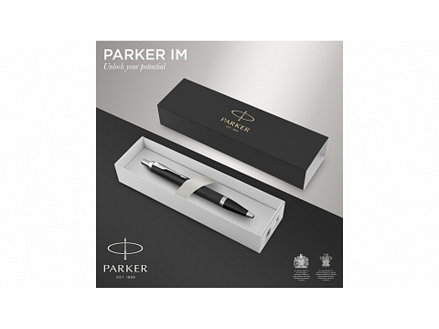 Шариковая ручка Parker IM Mat Black CT лак матовый, стержень: M, цвет чернил: blue, в подарочной упаковке. - рис 7.