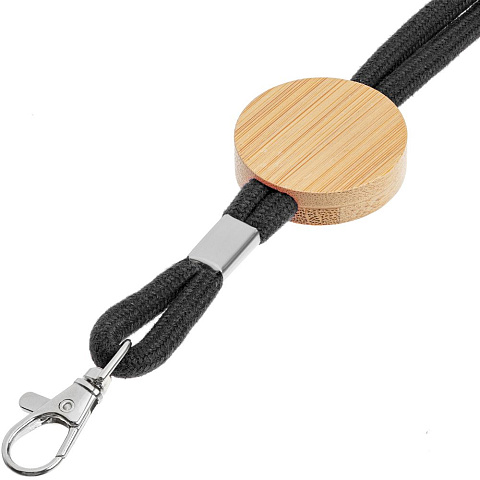 Шнурок для бейджа Tube Wood, черный - рис 4.