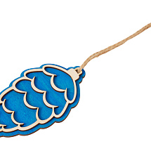 Подвеска шишка с цветной подложкой, синяя подложка