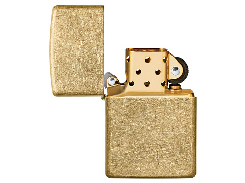 Зажигалка ZIPPO Classic с покрытием Tumbled Brass, латунь/сталь, золотистая, матовая, 38x13x57 мм - рис 7.