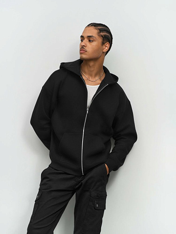 Толстовка унисекс на молнии Jelo, черная - рис 6.