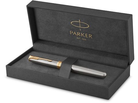 Ручка-роллер Parker (Паркер) Sonnet Core Stainless Steel GT, серебристый/золотистый - рис 4.