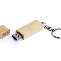 USB-флешка на 64 ГБ прямоугольная форма, колпачек с магнитом, натуральный