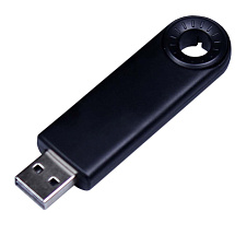 USB-флешка промо на 4 Гб прямоугольной формы, выдвижной механизм, черный