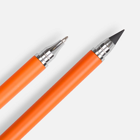 Ручка шариковая и вечный карандаш Diptych, оранжевая - рис 4.