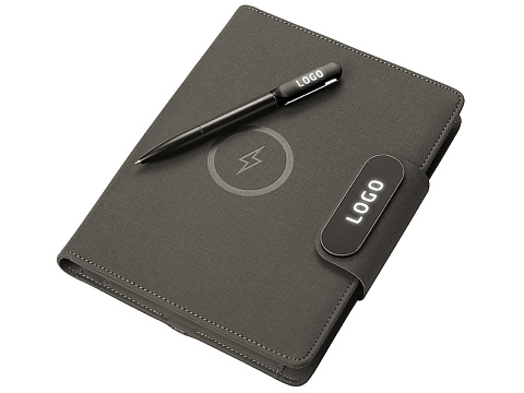 Подарочный набор металлическая ручка и блокнот А5 Twilight  со светящимся логотипом и пауэрбэнком - рис 3.