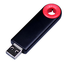 USB-флешка промо на 64 ГБ прямоугольной формы, выдвижной механизм, красный