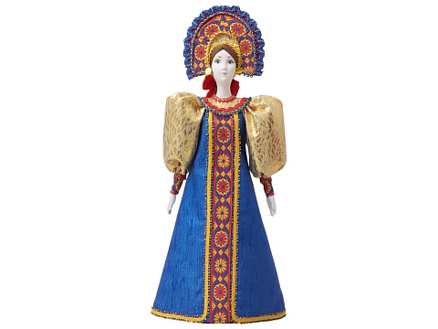 Подарочный набор: кукла фарфоровая, мед, синий - рис 5.