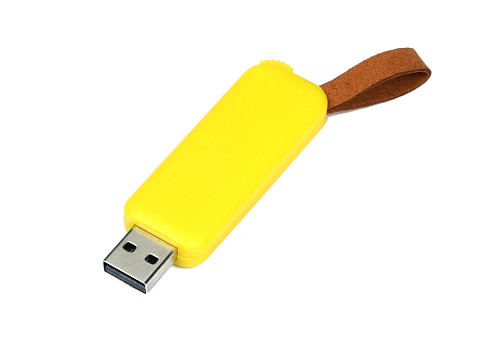 USB-флешка промо на 8 Гб прямоугольной формы, выдвижной механизм, желтый