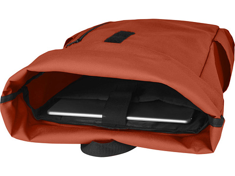 Рюкзак Байрон 15,6 объемом 18 л со скручиваемым верхом, изготовленный из переработанного ПЭТ по стандарту GRS, кирпичный - рис 6.