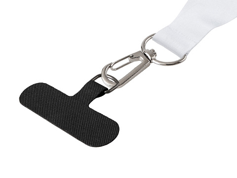 Ланъярд 2 см под сублимацию с трендовым карабином, замком обрыва и узким держателем для телефона из ПЭ, серебристый - рис 4.