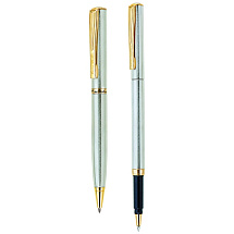 Набор Pierre Cardin PEN&PEN: ручка шариковая + роллер. Цвет - серебристый. Упаковка Е.