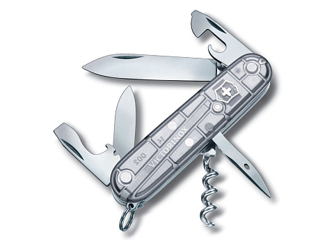 Нож перочинный VICTORINOX Spartan, 91 мм, 12 функций, полупрозрачный серебристый