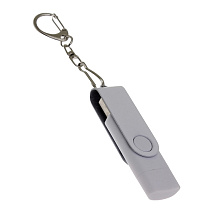 USB-флешка на 16 Гб 2 в 1 поворотный механизм, c дополнительным разъемом Type-C с одноцветным металлическим клипом, белый