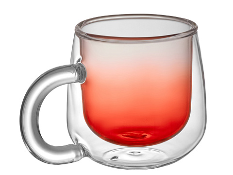 Кружка с двойными стенками с широкой ручкой и градиентным покрытием Fog, красный - рис 3.