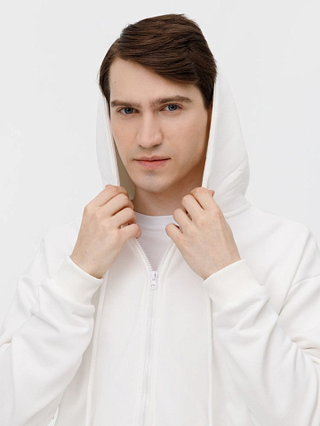 Толстовка унисекс оверсайз на молнии Zippy Terry, белая - рис 12.