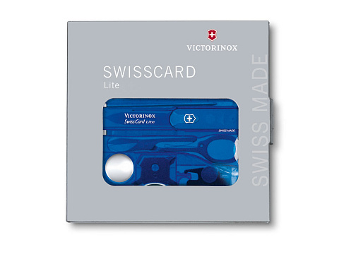 Швейцарская карточка VICTORINOX SwissCard Lite, 13 функций, полупрозрачная синяя - рис 2.