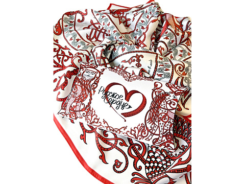 Платок Русское сердце 100% шёлк - рис 7.