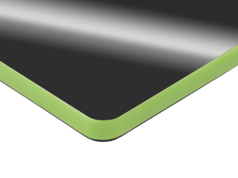 Металлический брелок с пластиковой цветной вставкой SteelPop Rct, серебристый с зеленым яблоком - рис 3.