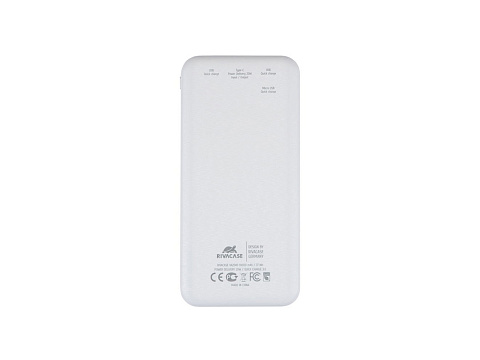 RIVACASE VA2540 (10 000mAh), QC/PD 20W внешний аккумулятор с дисплеем, белый 12/48 - рис 3.