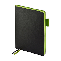 Ежедневник А5 датированный Boston 2027, черный с салатовым обрезом