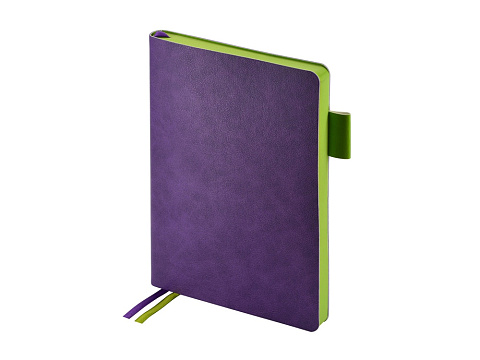 Ежедневник А5 датированный Boston 2026, фиолетовый с салатовым обрезом