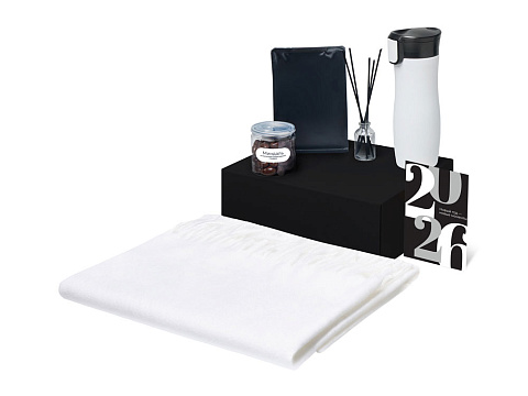 Подарочный набор с палантином и термокружкой, белый - рис 2.