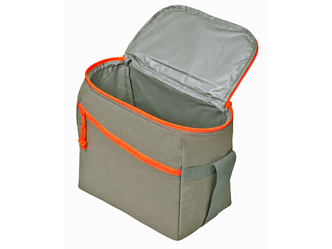 Изотермическая сумка-холодильник Neo Classic c контрастной молнией, серый/оранжевый - рис 4.