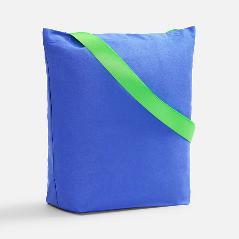 Шопер B5, синий с широкими зелеными ручками - рис 2.