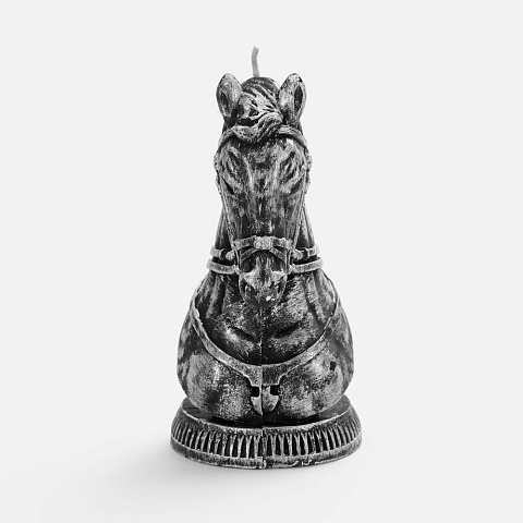 Свеча фигурная «Бюст лошади», серебристая - рис 3.