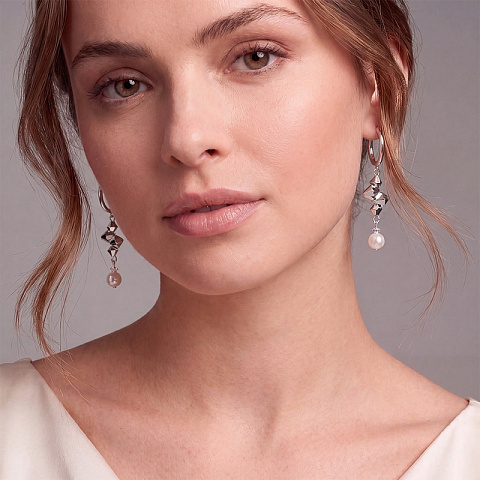 Серьги Hoop White-Silver - рис 2.